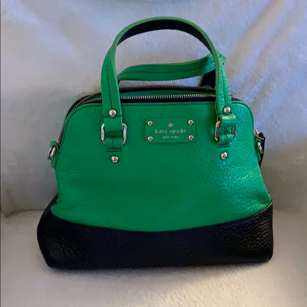 Kate Spade green & navy satchel/crossbody